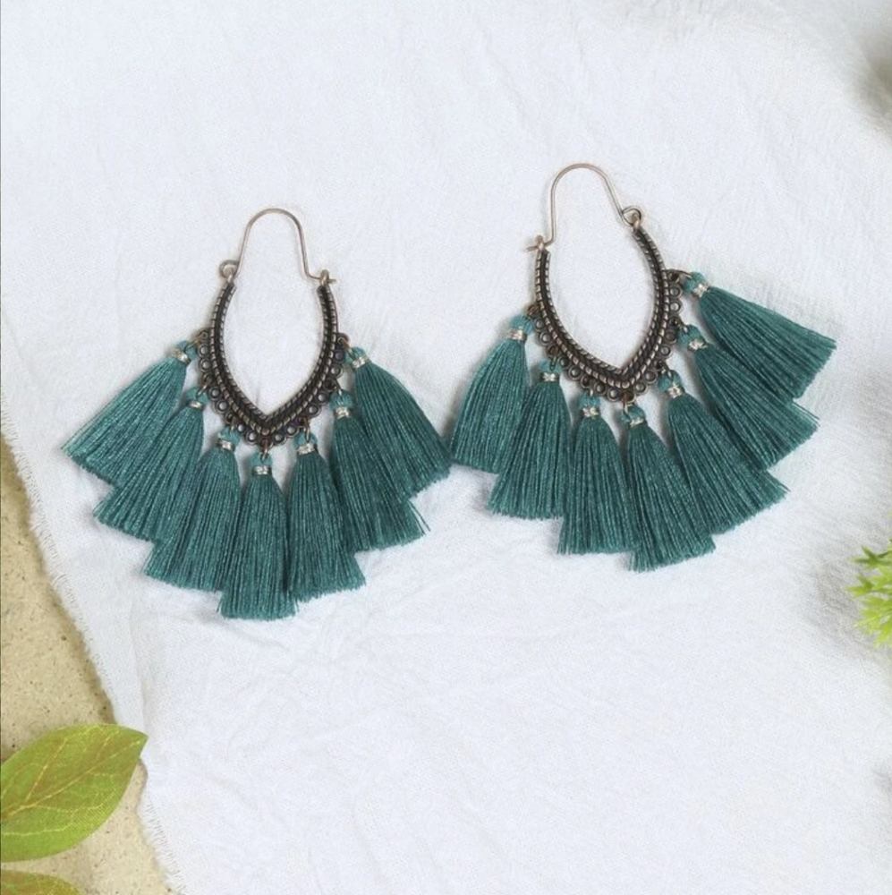 Green Antique Bronze Earrings